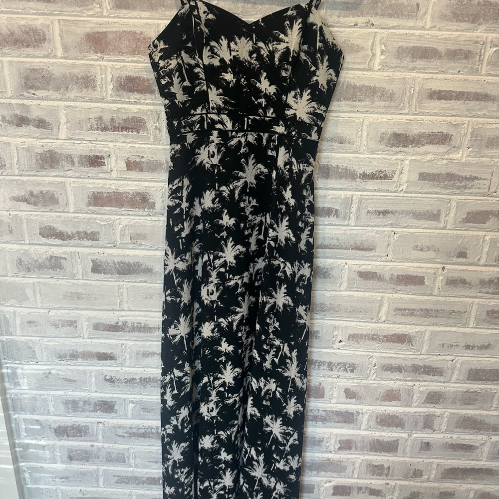Guess Black and white palm tree maxi dress